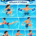 Femme faisant des exercices aquatiques dans une piscine ensoleillée