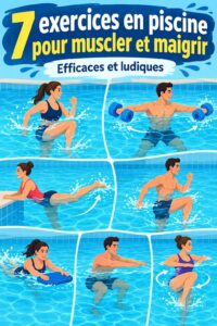 Femme faisant des exercices aquatiques dans une piscine ensoleillée