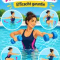 Femme s'entraînant dans une piscine avec des mouvements aquatiques