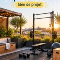 Vue du nouveau gym rooftop à City Heights avec des espaces de fitness en extérieur.