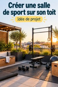 Vue du nouveau gym rooftop à City Heights avec des espaces de fitness en extérieur.