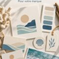 Un intérieur serein illustrant l'identité de marque d'AVGI Pilates avec des éléments côtiers