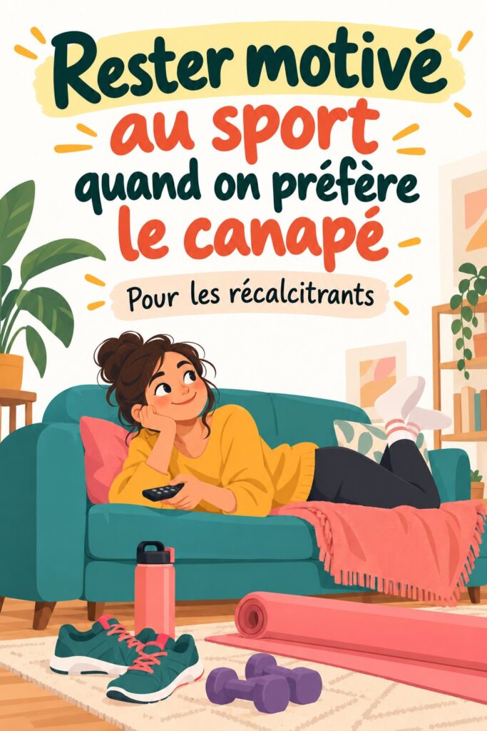 Femme s'étire dans un coin sport à la maison, un tapis de yoga à ses pieds.