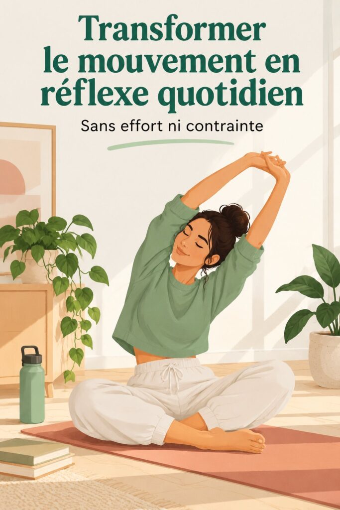 Femme souriante faisant de l'exercice à l'extérieur, représentant l'idée de transformer le mouvement en réflexe quotidien.