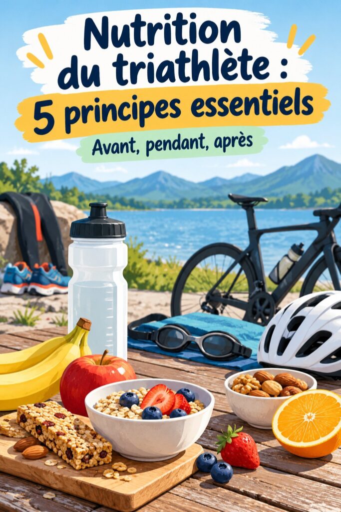 Femme triathlète mangeant un repas équilibré avant sa course.